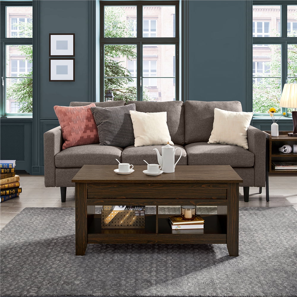 Alden Design 41″ Lift Top Coffee Table with 2 Storage Compartments. Espresso