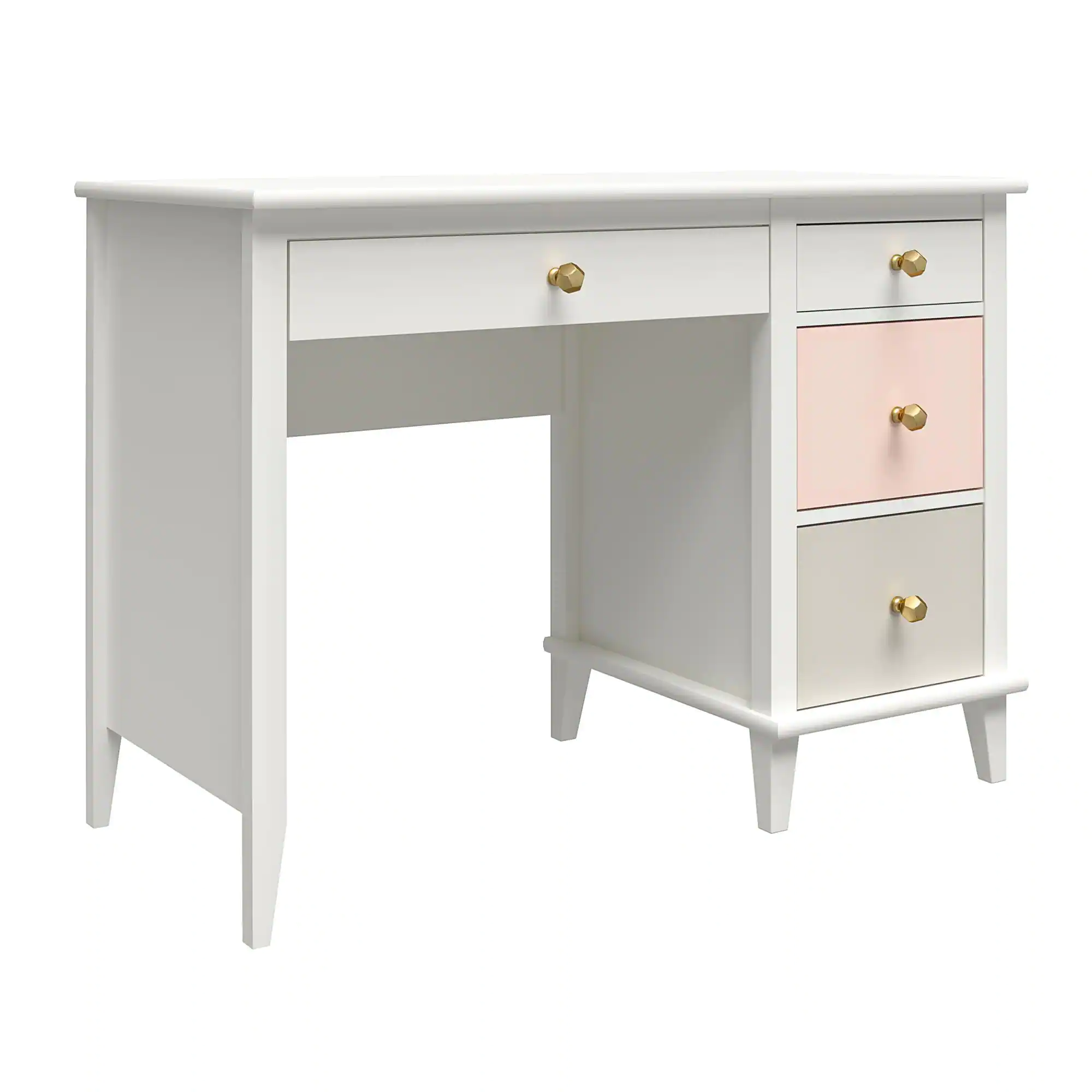Monarch Hill Poppy White with Peach and Taupe Drawers Kids Desk