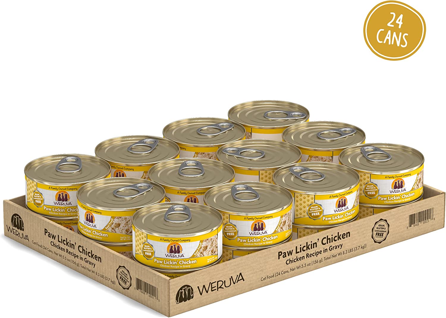 Weruva Grain-Free Natural Canned Wet Cat Food. Paw Lickin' Chicken. Classic Recipes 5.5oz Can (Pack of 24)