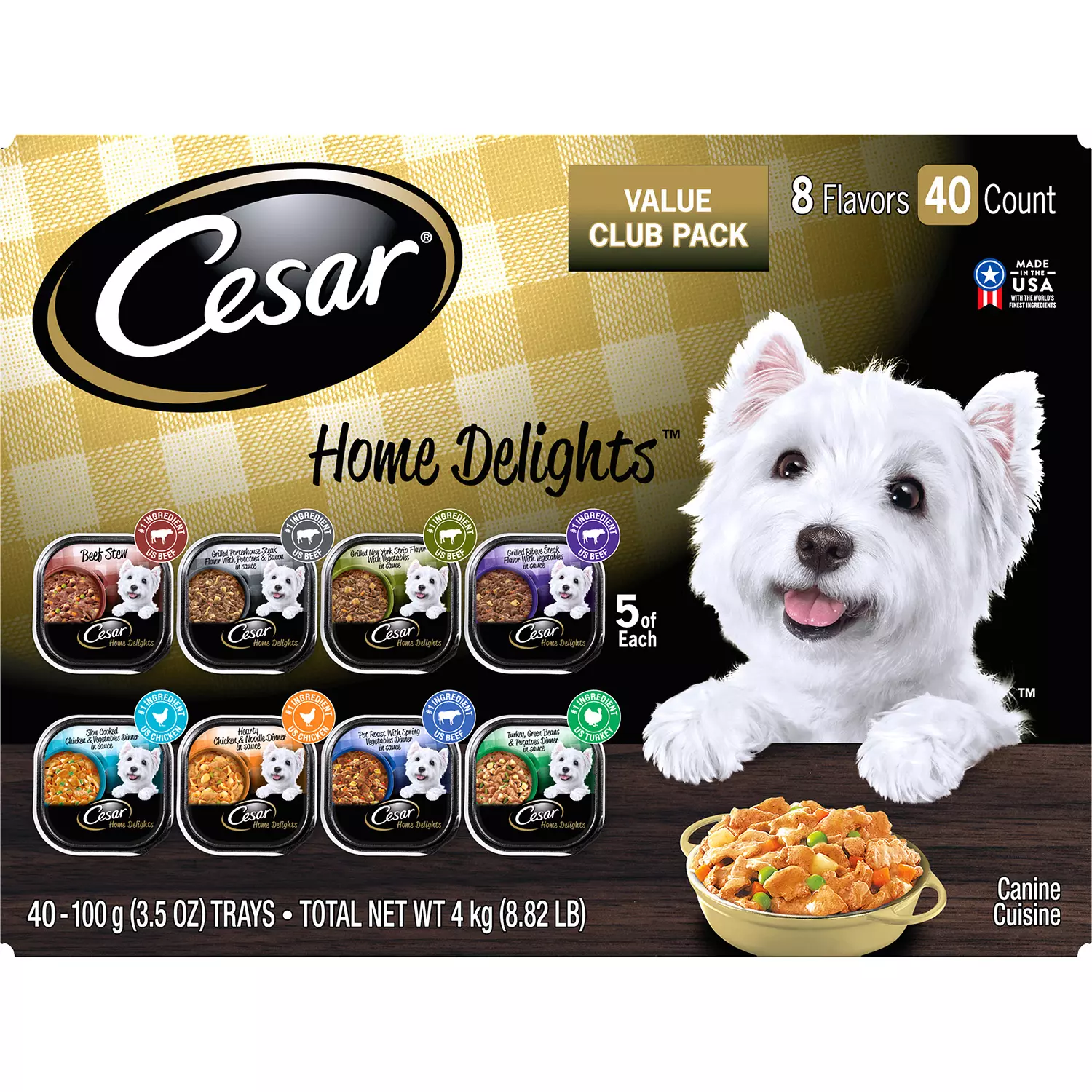 Cesar Home Delights Wet Dog Food. Variety Pack (3.5 Oz.. 40 Ct.)