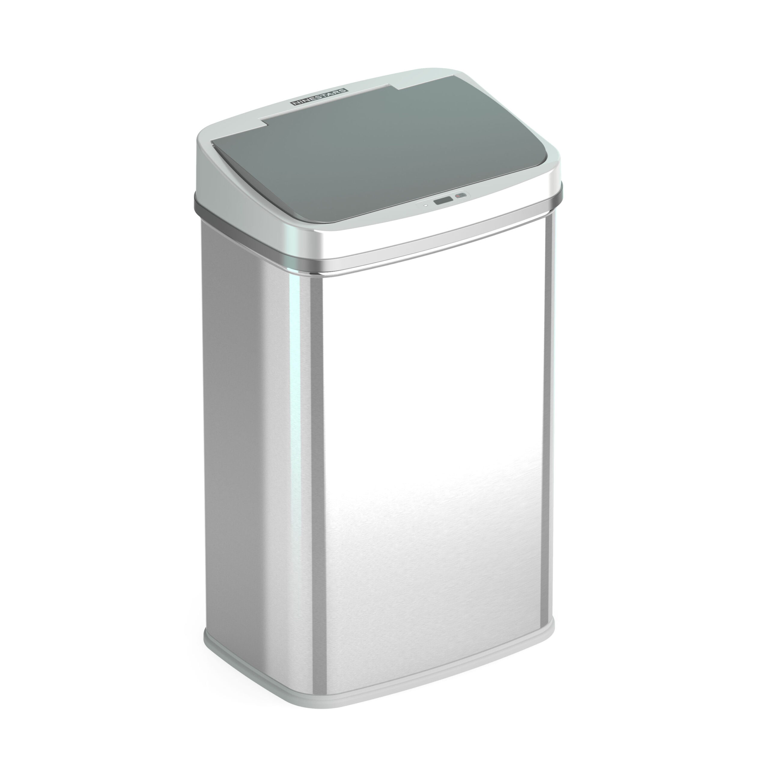 Nine Stars 13.2 Gallon Trash Can. Touchless Kitchen Trash Can. Stainless Steel with Gunmetal Trim