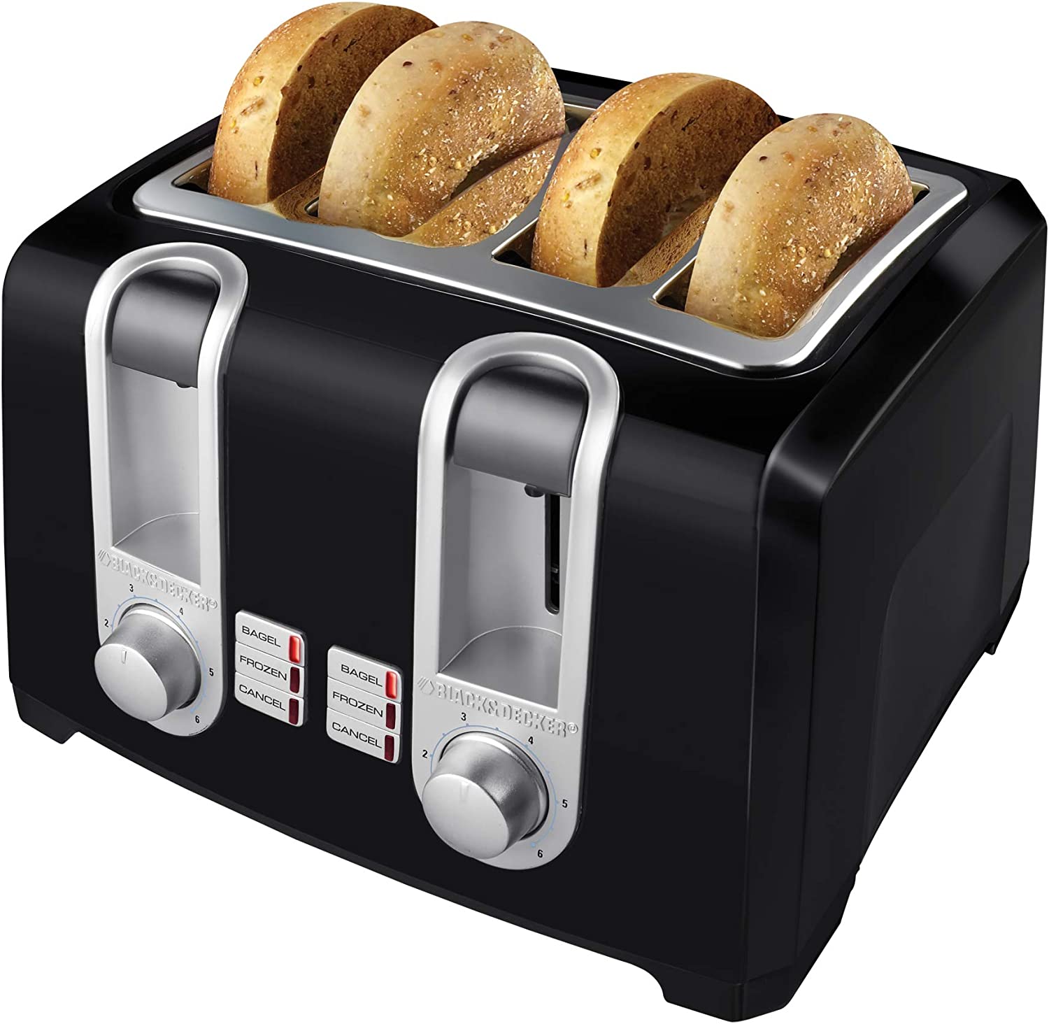 BLACK+DECKER T4569B 4-Slice Toaster. Bagel Toaster. Black