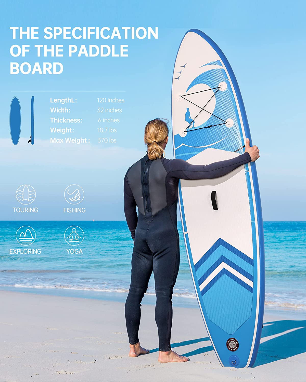 MaxKare Paddle Board Inflatable Paddle Board SUP with Stand-up Paddle Board Accessories pack Paddle Board