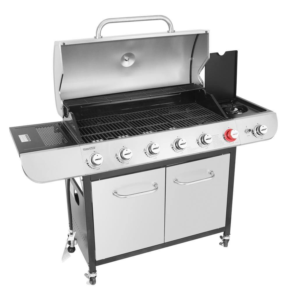 Royal Gourmet SG6002RC 6-Burner BBQ Liquid Propane Gas Grill with Sear and Side Burner with Cover. 71.000 BTU Cabinet Style Gas Grill