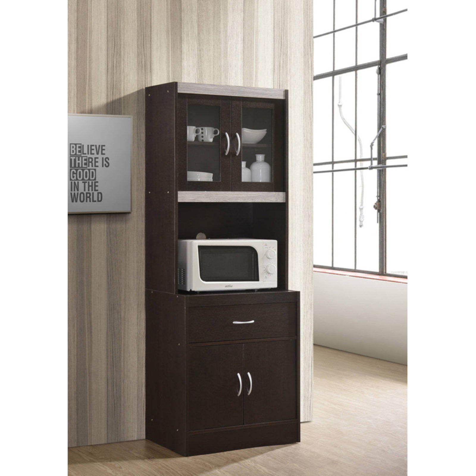Hodedah Imports HIKF96 Kitchen Cabinet. Brown