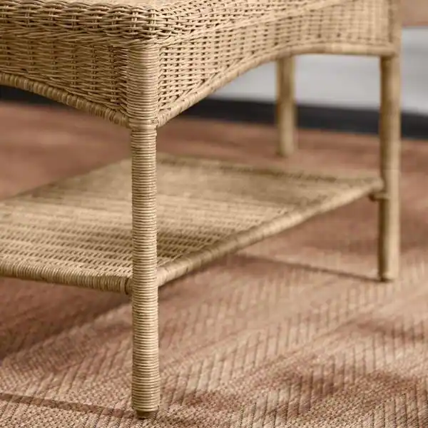 StyleWell Rosemont Light Brown Rectangular Steel Wicker Outdoor Patio Coffee Table