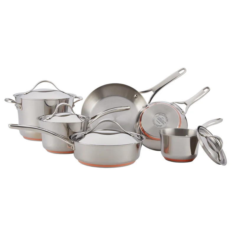 Anolon 75818 Nouvelle Stainless Steel Cookware Pots and Pans Set. 10 Piece