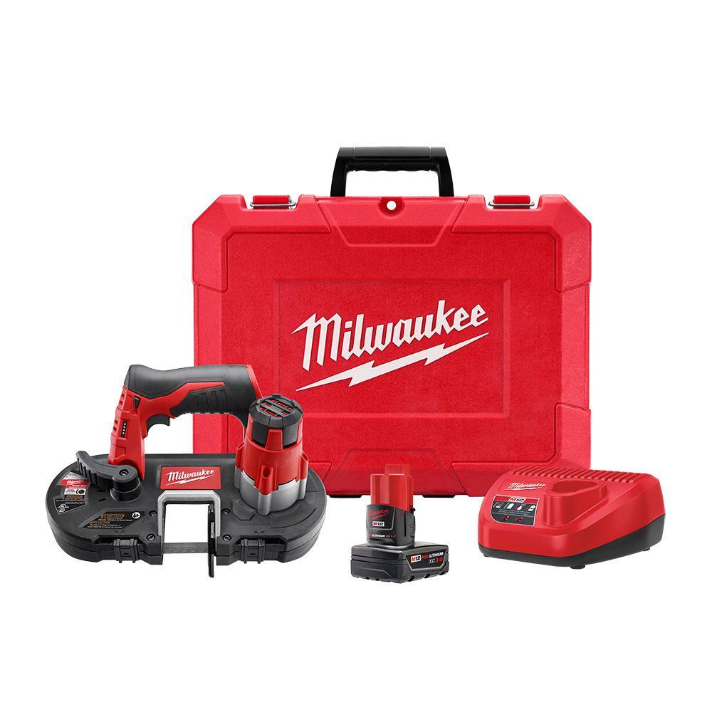 Milwaukee 2429-21XC M12 12V Lithium-Ion Cordless Sub-Compact Band Saw XC Kit with One 3.0h Battery. Charger and Hard Case