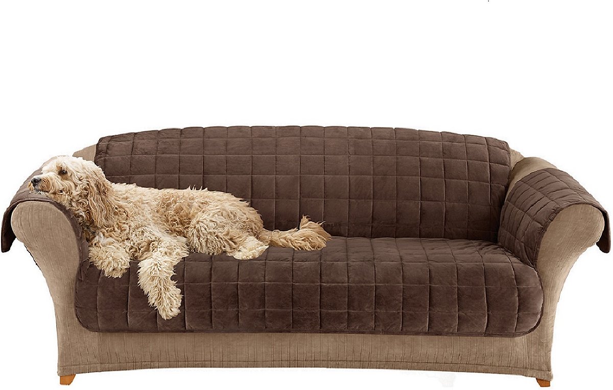 Sure Fit Home Décor Furniture Protector Deluxe Pet Sofa Cover. Polyester. Machine Washable. Sofa. Chocolate