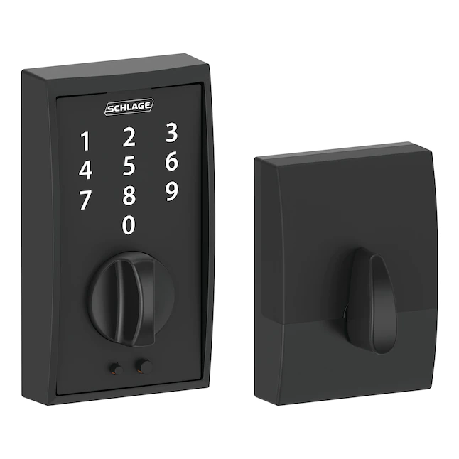 Schlage  Touch Century Matte Black Electronic Deadbolt Lock Lighted Keypad Touchscreen