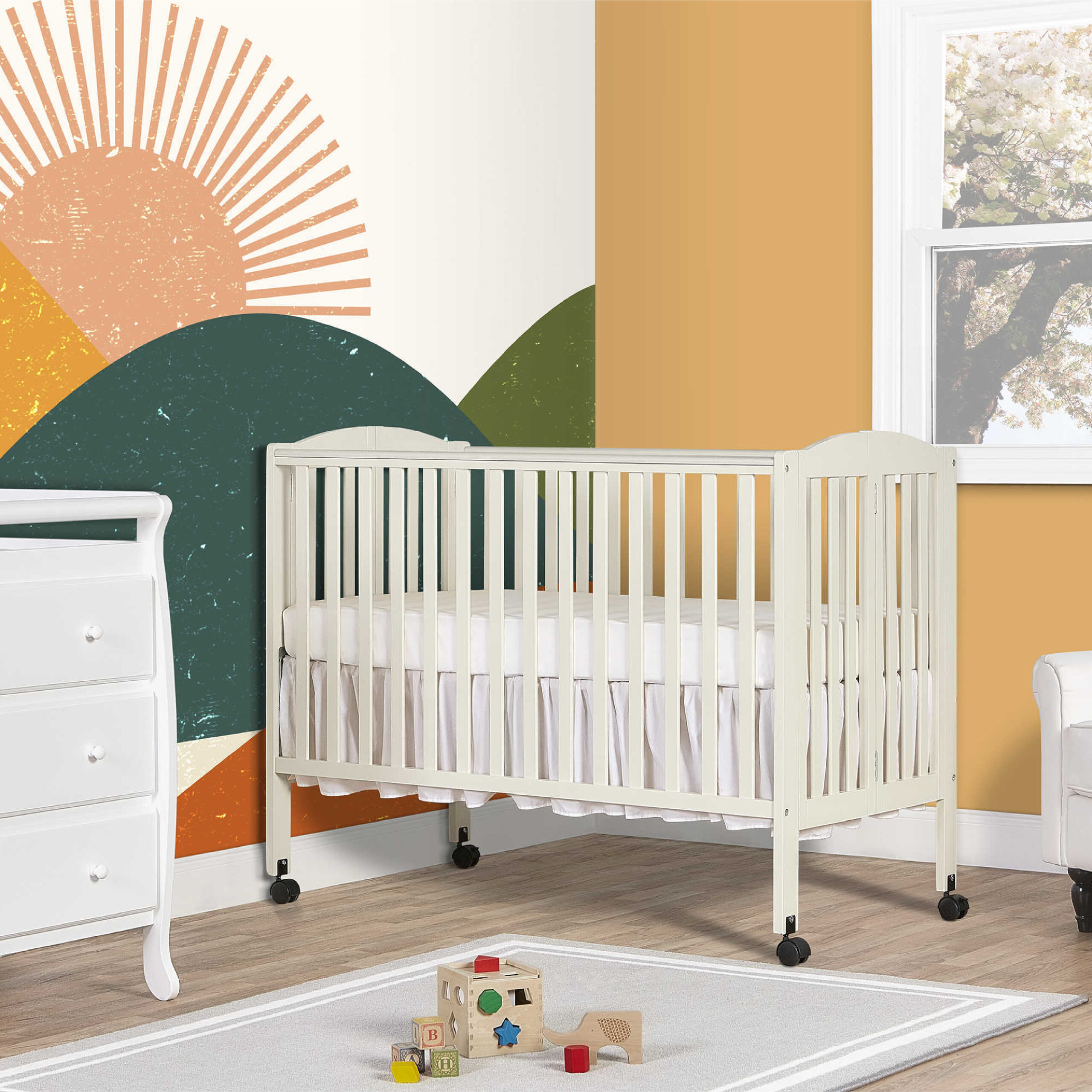 Dream On Me 2-in-1 Folding Full-Size Crib. French White