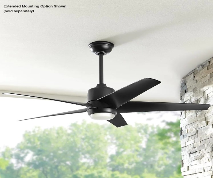 Hampton Bay 99919 Mena 54 in. White Color Changing Integrated LED Indoor/Outdoor Matte Black Ceiling Fan with Light Kit and Remote Control