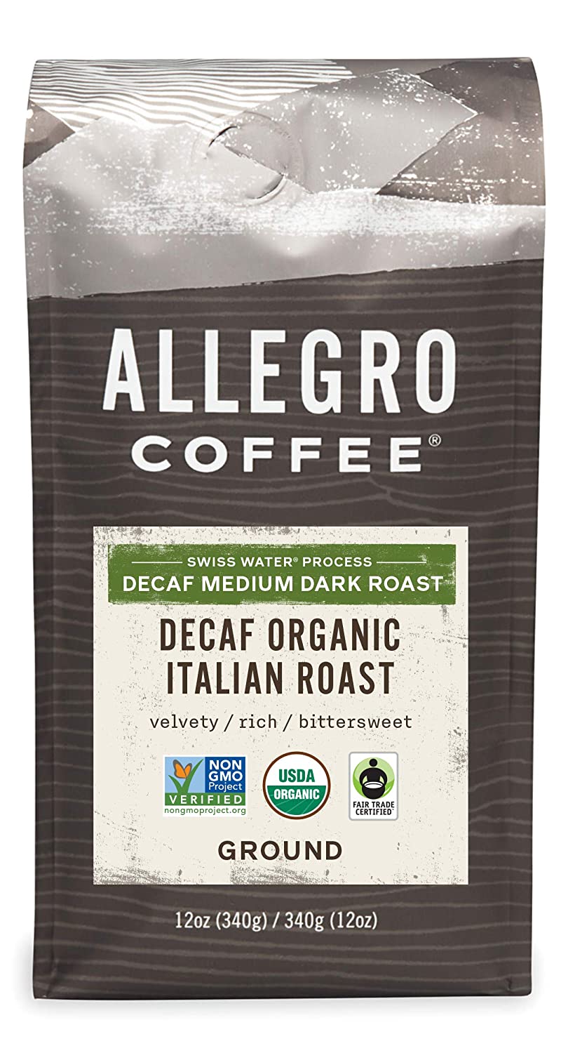 Allegro Coffee Decaf Organic Italian Roast Ground Coffee. 12 oz