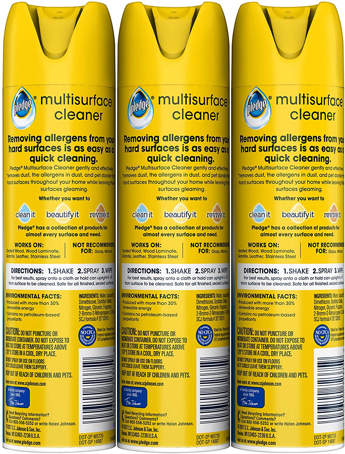 Pledge Dust & Allergen -Surface Cleaner Spray. Lemon. 9.7 Oz 3 Pack. 29.1 Ounce