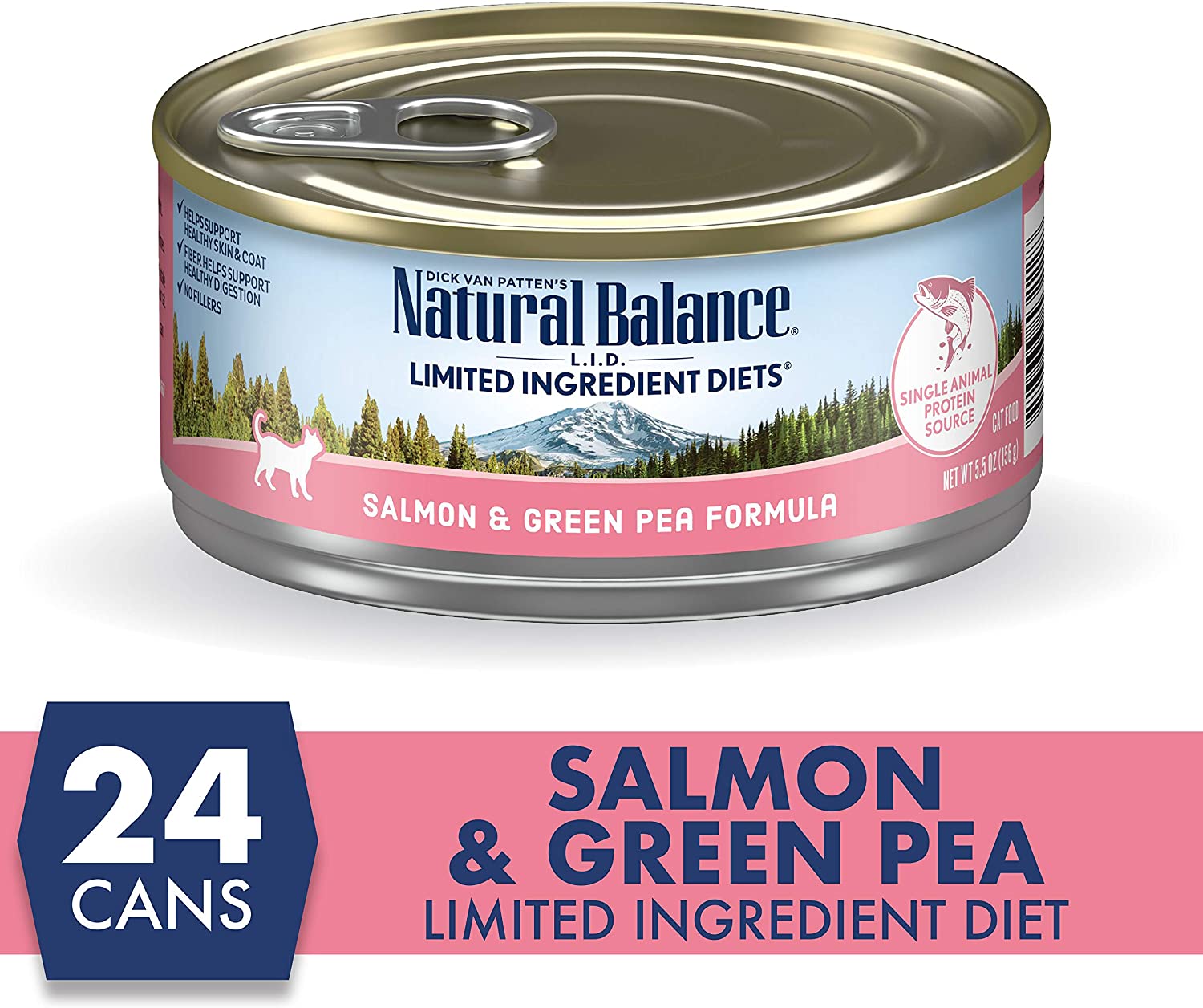 Natural Balance L.I.D. Limited Ingredient Diets Salmon & Green Pea Formula Grain-Free Canned Cat Food 5.5-oz case of 24