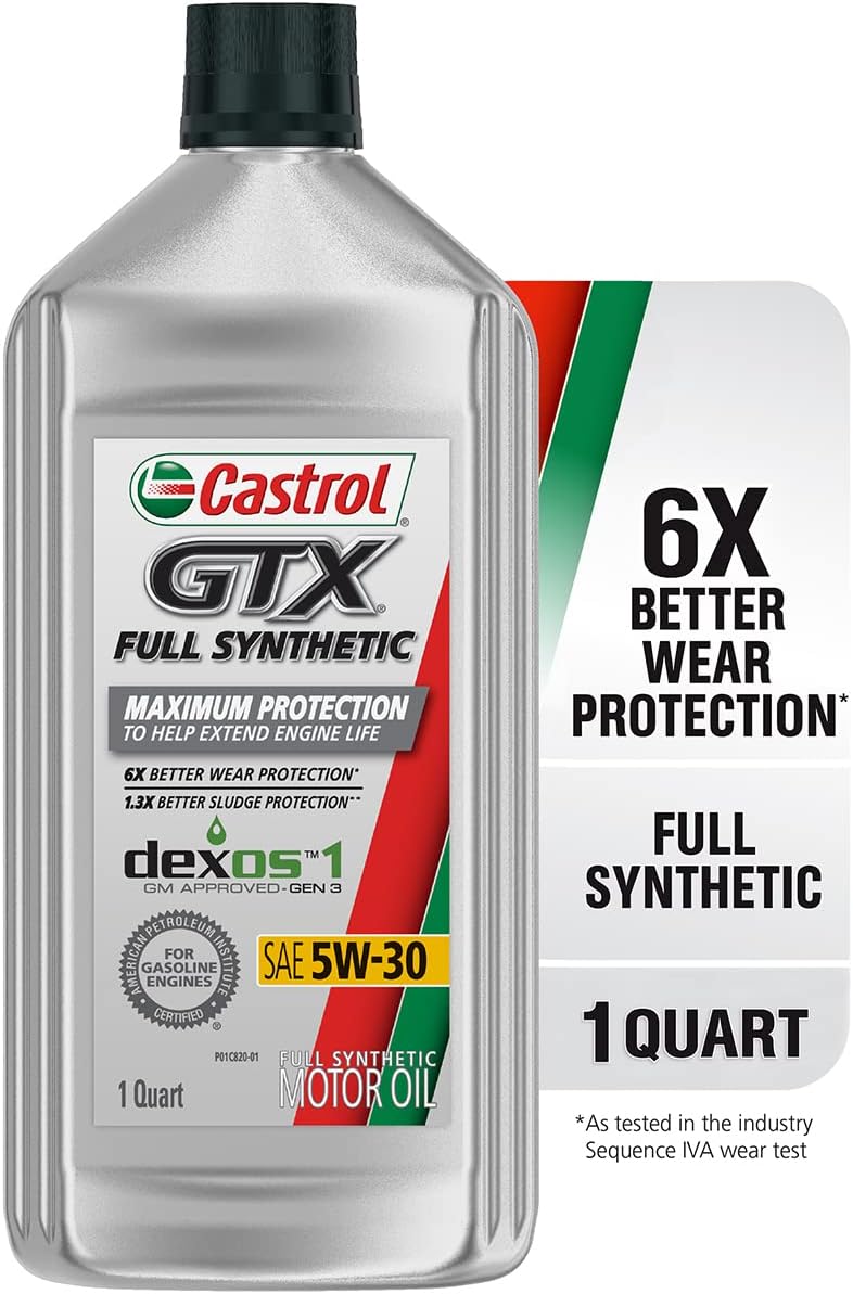 Castrol GTX Full Synthetic 5W-30 Motor Oil. 1 Quart. Pack of 6