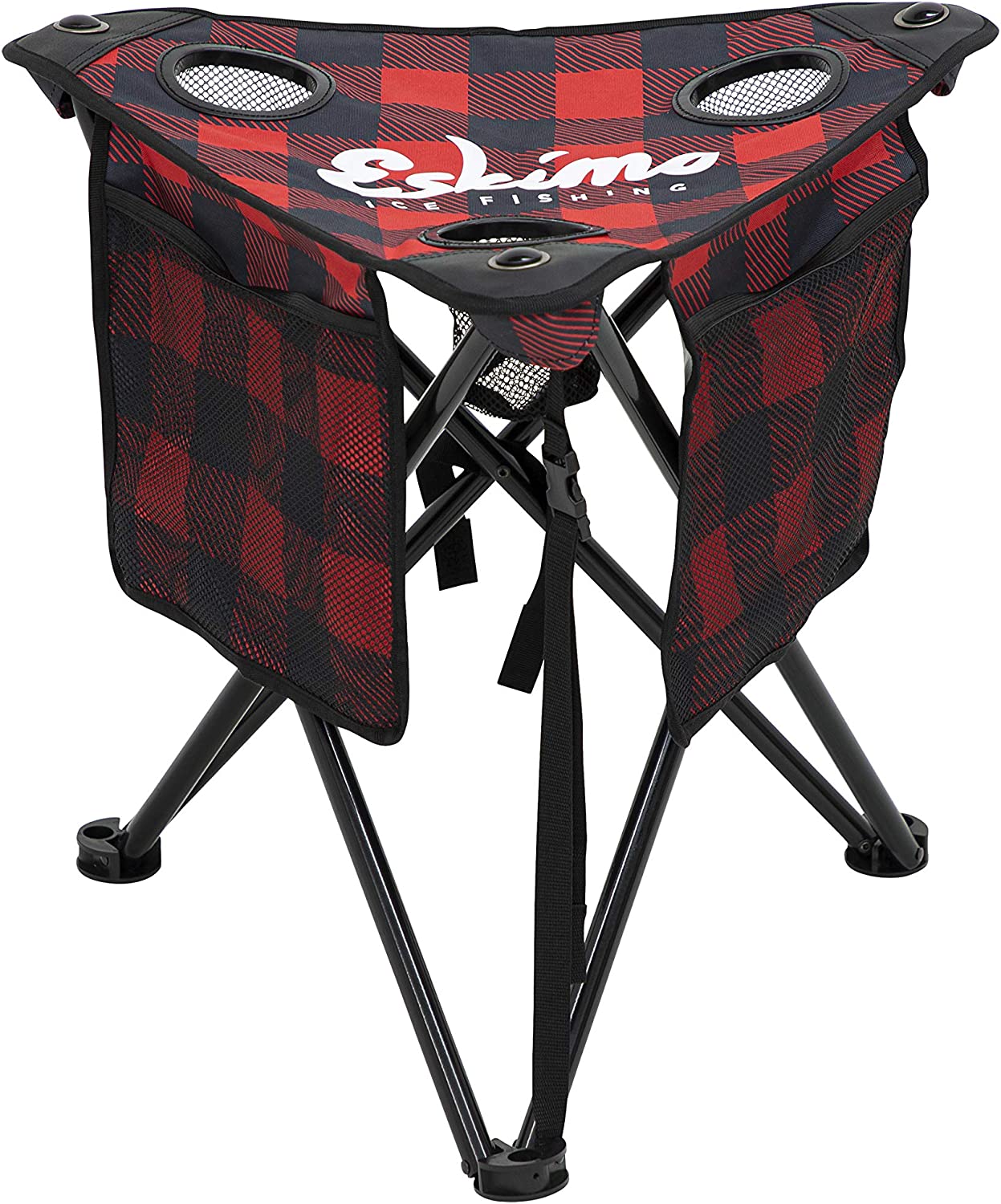 Eskimo 34840 Plaid XL Tripod Ice Fishing Stool. Buffalo Plaid Red/Black. XL Tripod Stool (Plaid XL Tripod Stool)