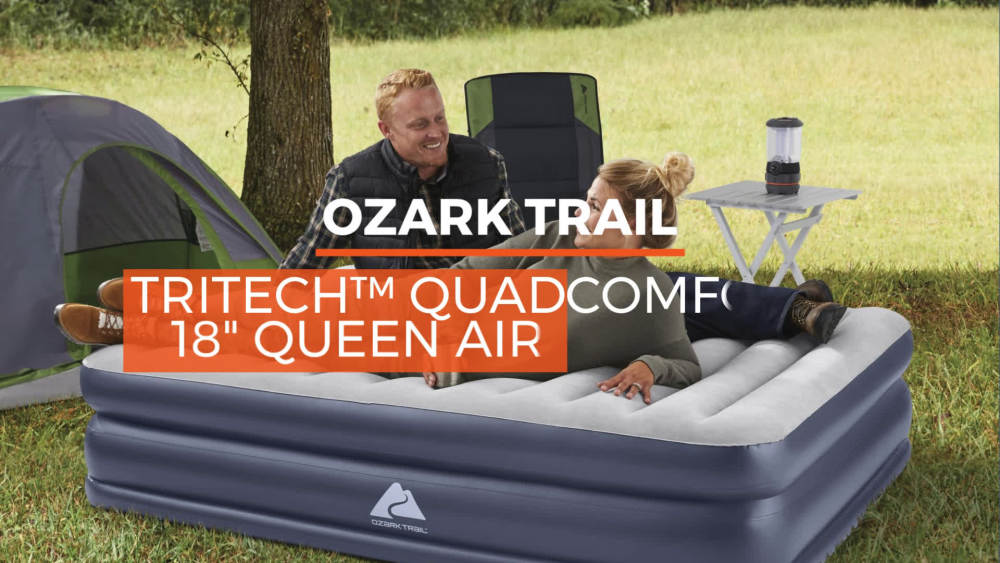 Ozark Trail Tritech QuadComfort 18″ Air Mattress Antimicrobial Coating with Built-in AC Pump. Queen