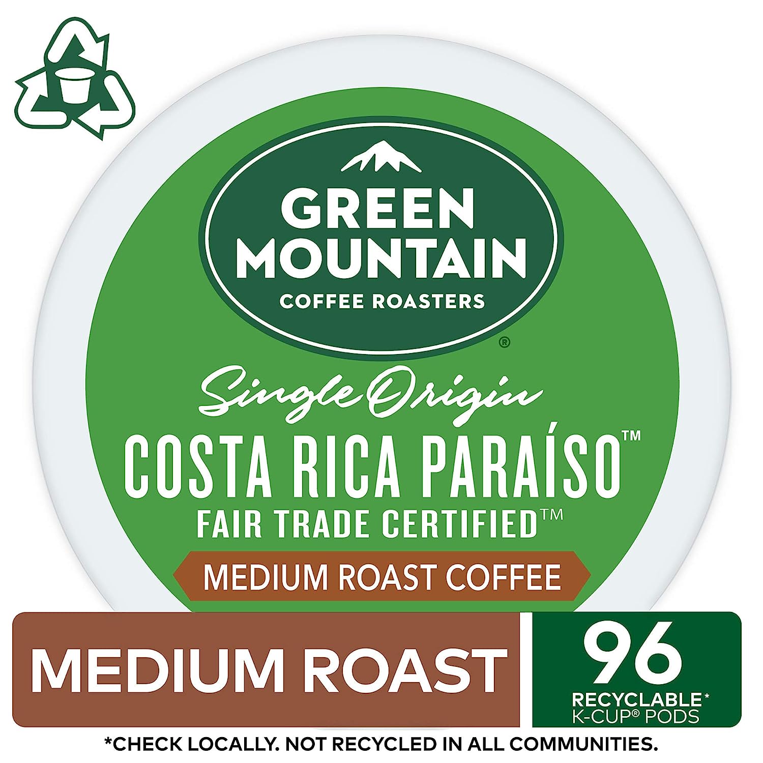 Green Mountain Coffee Roasters Costa Rica Paraiso. Single-Serve Keurig K-Cup Pods. Medium Roast Coffee. 96 Count (Pack of 4)