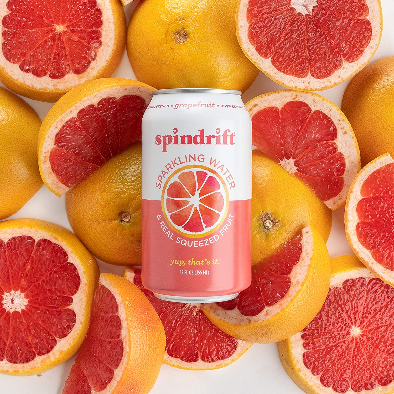 Spindrift Sparkling Water. Grapefruit Flavored. Made with Real Squeezed Fruit. 12 Fl Oz Cans. Pack of 24 (Only 15 Calories per Seltzer Water Can)
