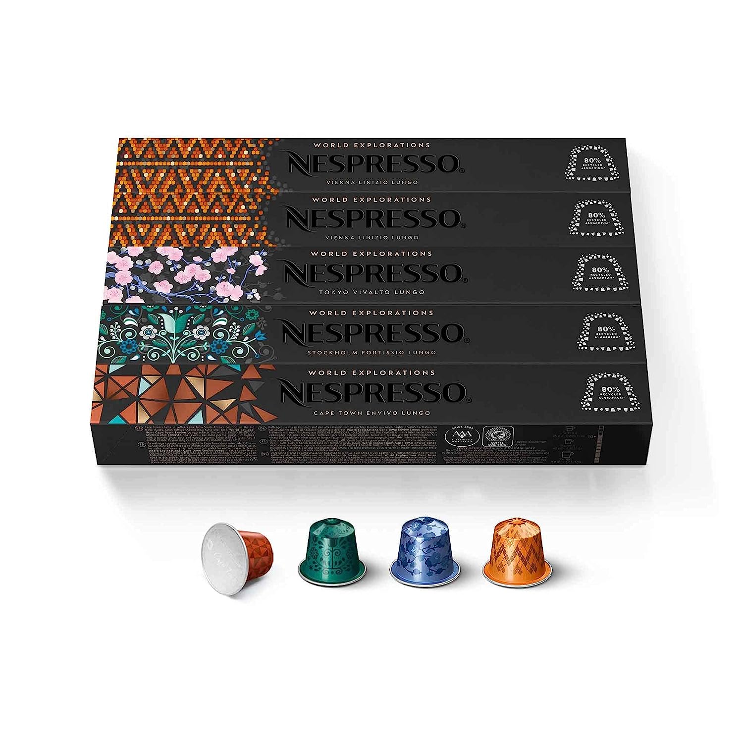 Nespresso Capsules OriginalLine. Morning Lungo Blends Variety Pack. Mild. Medium. and Dark Roast Coffee. 50 Count Espresso Coffee Pods. Brews 3.7 Ounce (ORIGINALLINE ONLY)