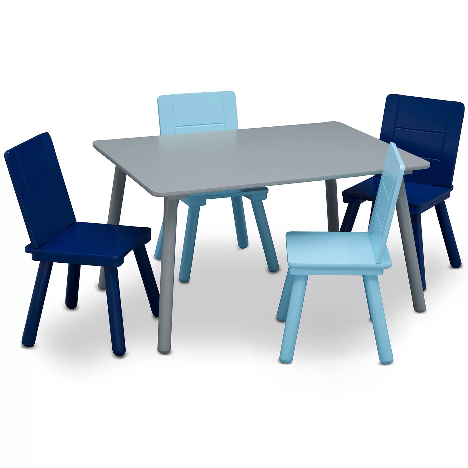 Delta Children Kids Table and Chair Set (4 Chairs Included) - Ideal for Arts & Crafts. Snack Time. Homeschooling. Homework & More - Greenguard Gold Certified. Grey/Blue