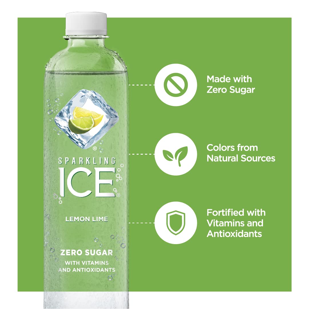 Sparkling Ice. Lemon Lime Sparkling Water. Zero Sugar Flavored Water. 17 Fl Oz