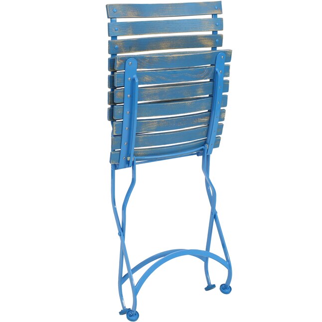 Sunnydaze Decor DMR-851 2 Blue Metal Frame Stationary Dining Chair(s) with Slat Seat
