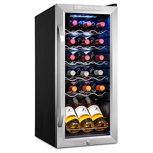 Ivation 18 Bottle Compressor Wine Cooler Refrigerator with Lock. Silver
