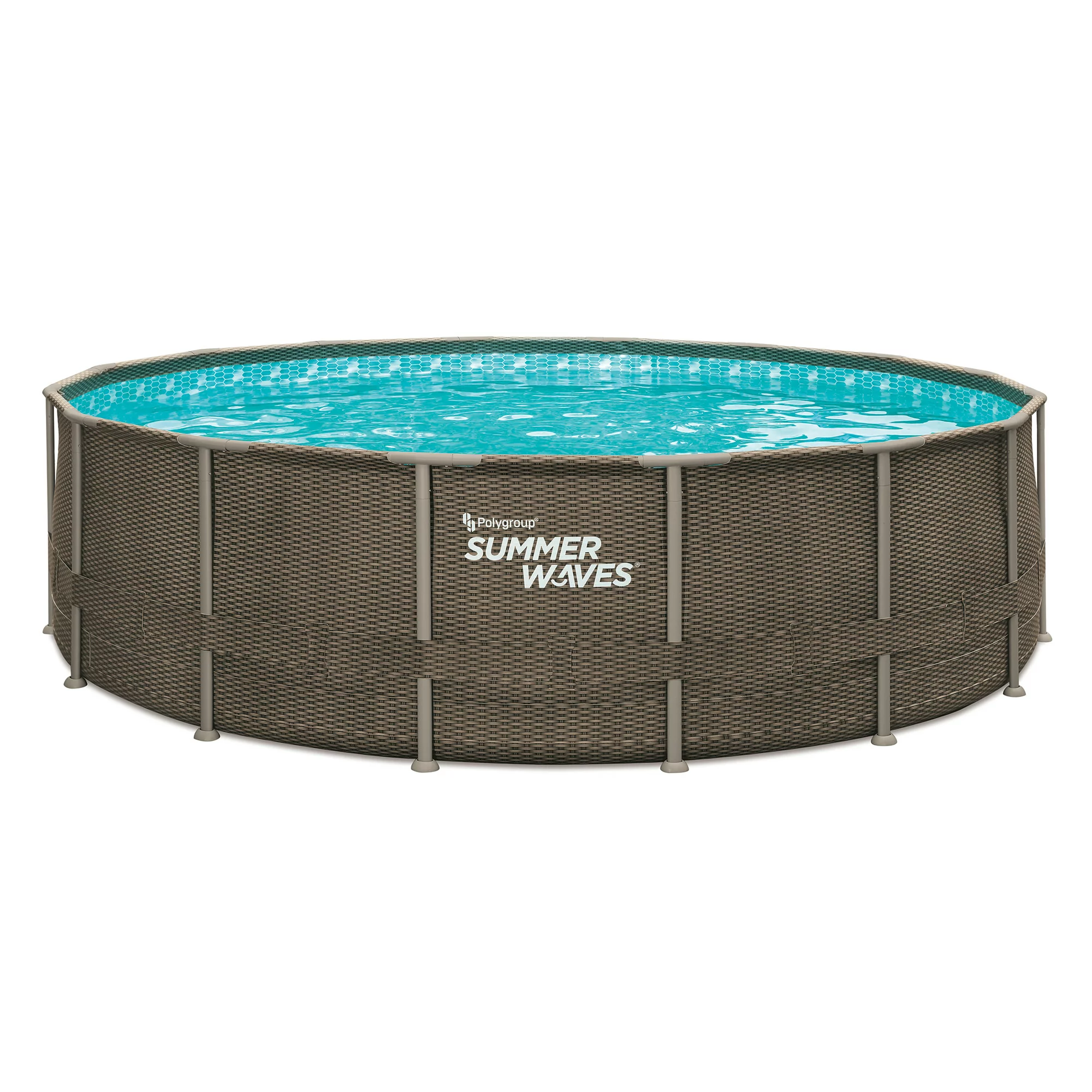 Summer Waves 16 ft Dark Double Rattan Crystal Vue Elite Frame Pool. Round. Ages 6+. Unisex