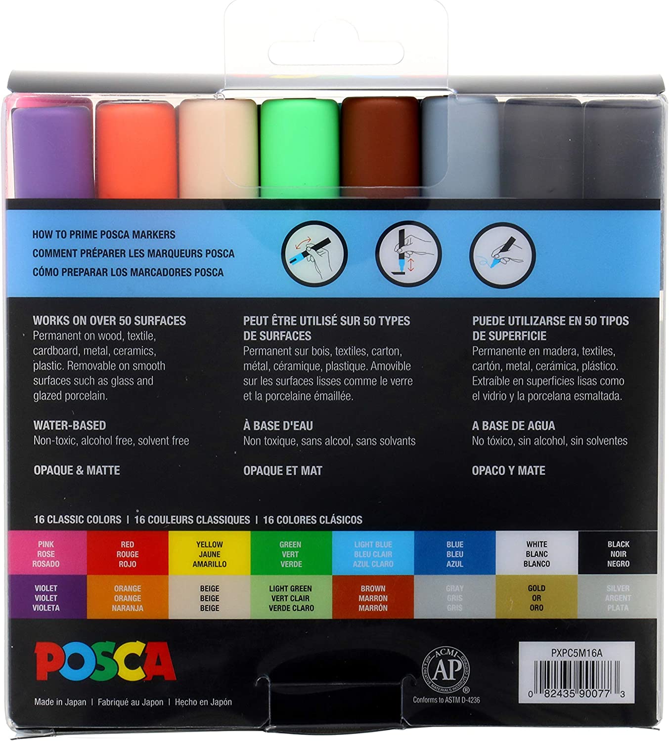 Uni Posca PC-5M 16 Color Medium Tip Paint Marker Set