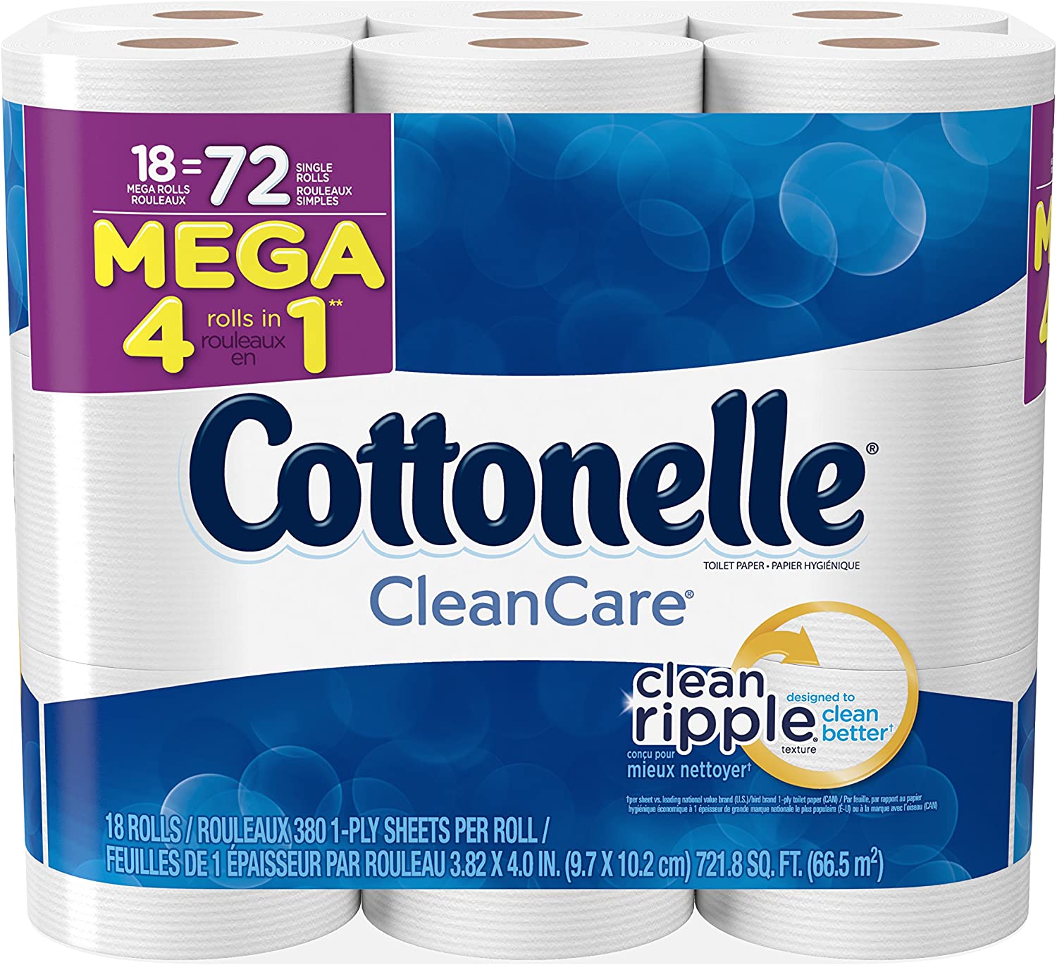 Cottonelle Clean Care Mega Roll Bath Tissue. 18 Count