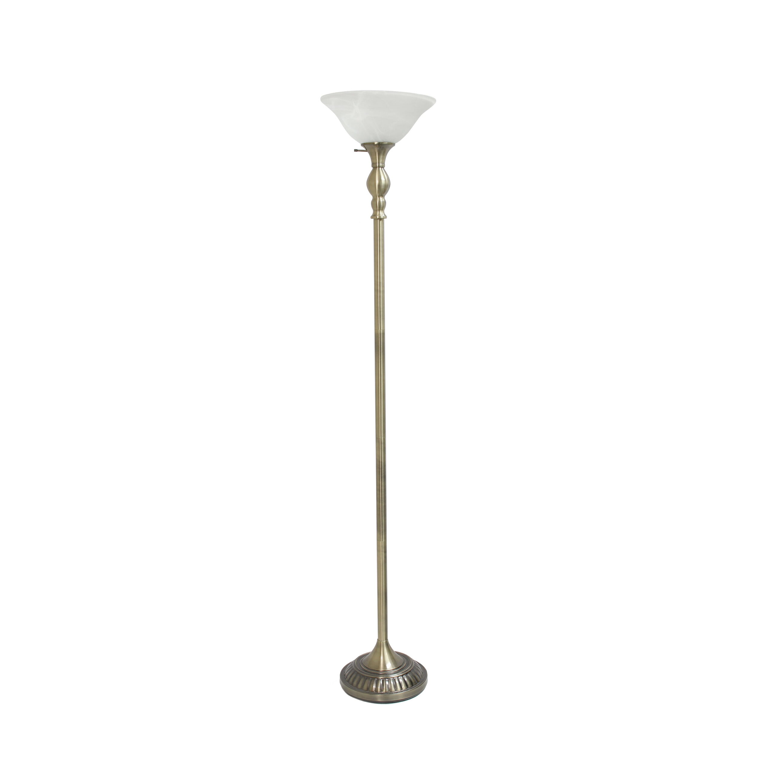 Elegant Designs 1 Light Torchiere Floor Lamp with Marbleized White Glass Shade