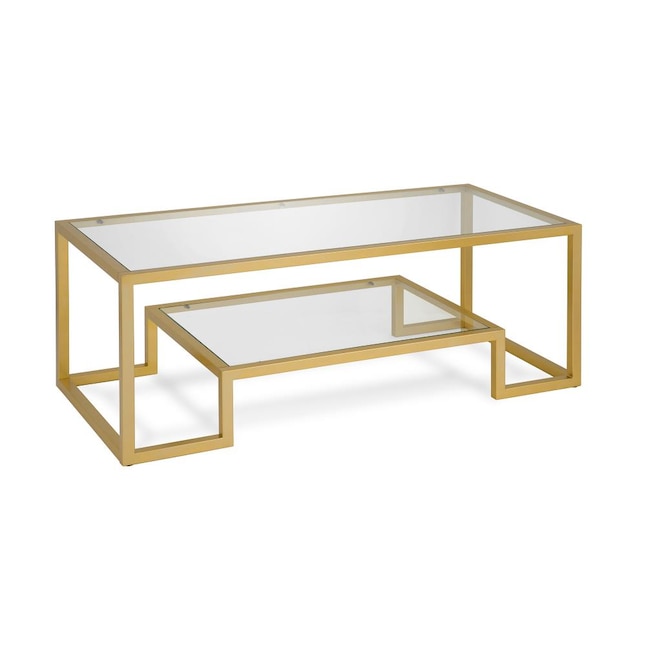 Hailey Home  Athena Gold Glass Glam Coffee Table
