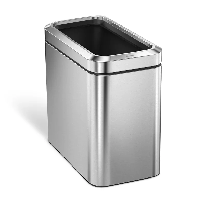 simplehuman CW1490 25 Liter 6.6 Gallon Slim Open Commercial Trash Can. Brushed Stainless Steel