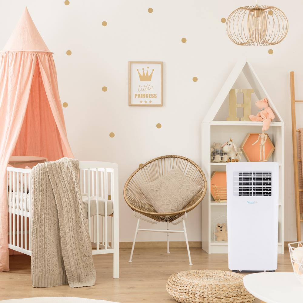 SereneLife SLPAC805W 8.000 BTU (5000 BTU DOE) Portable Air Conditioner A/C Cooling Unit with Dehumidifier and Fan Window Mount Kit in White