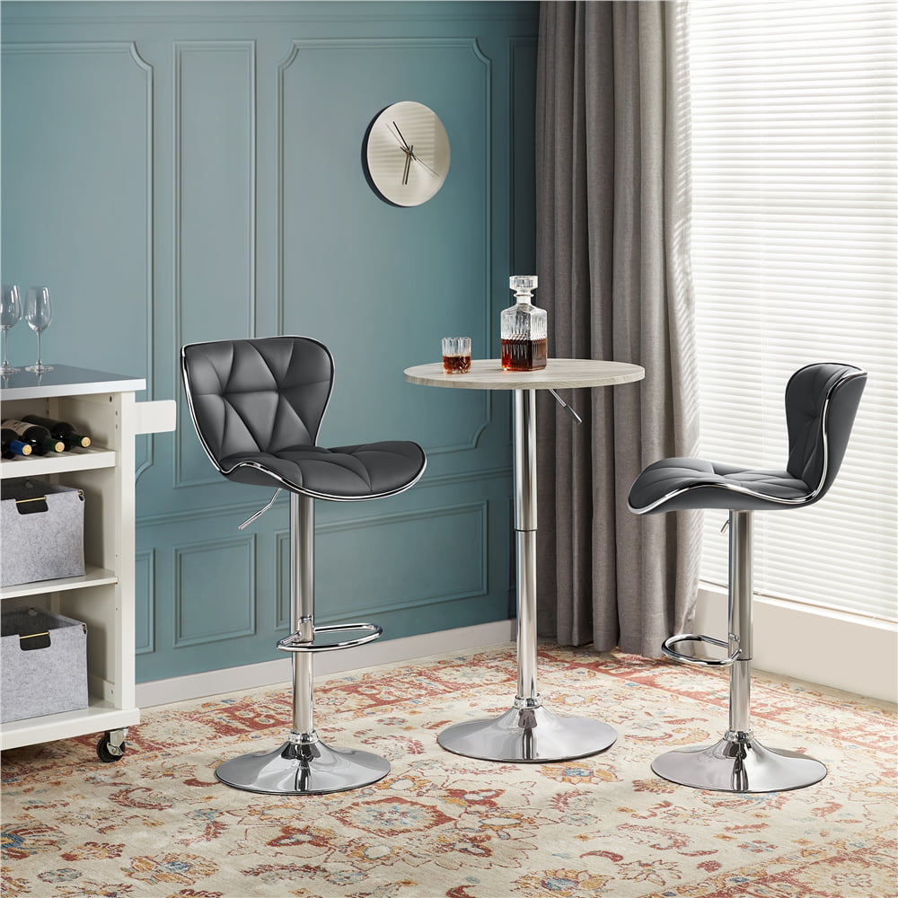 Alden Design Adjustable Midback Faux Leather Bar Stool. Set of 2. Gray