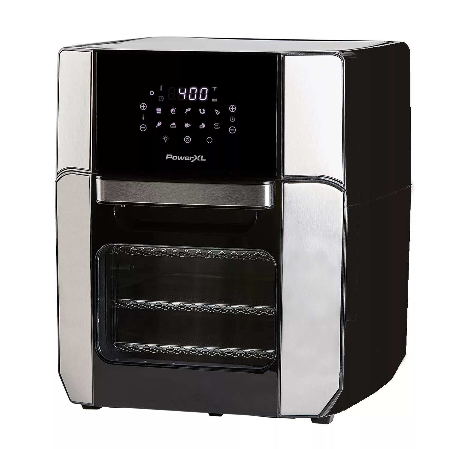 PowerXL Air Fryer Oven 12 QT with 8-in-1 Cooking Presets and LED Digital Touchscreen. Crisp. Bake. Roast. Broil. Reheat and More. 1700 Watts (Stainless Steel)
