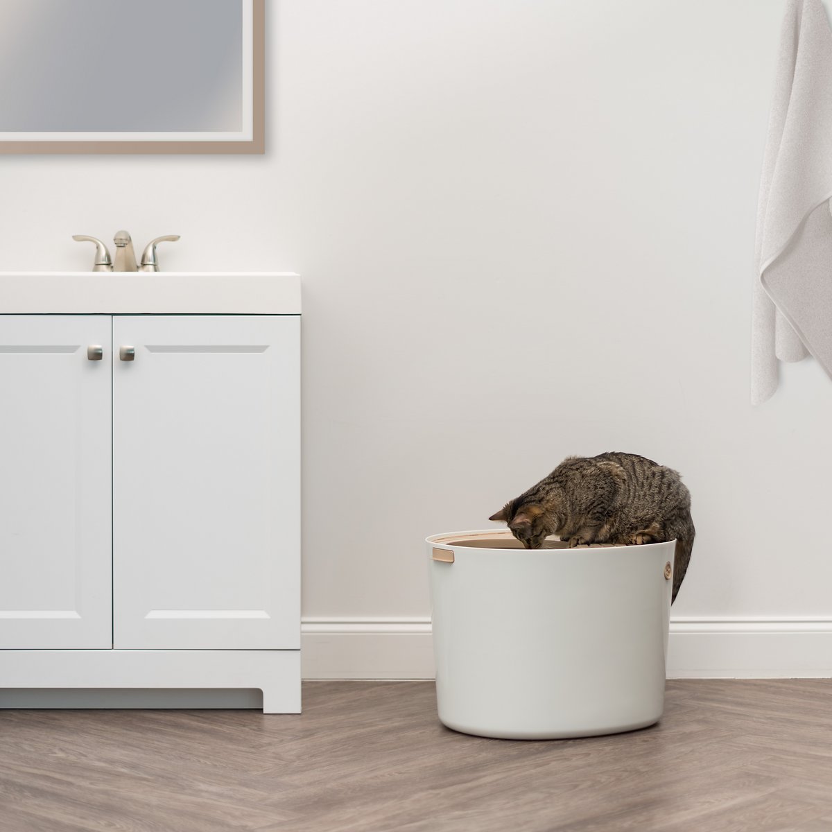 IRIS Top Entry Cat Litter Box. White