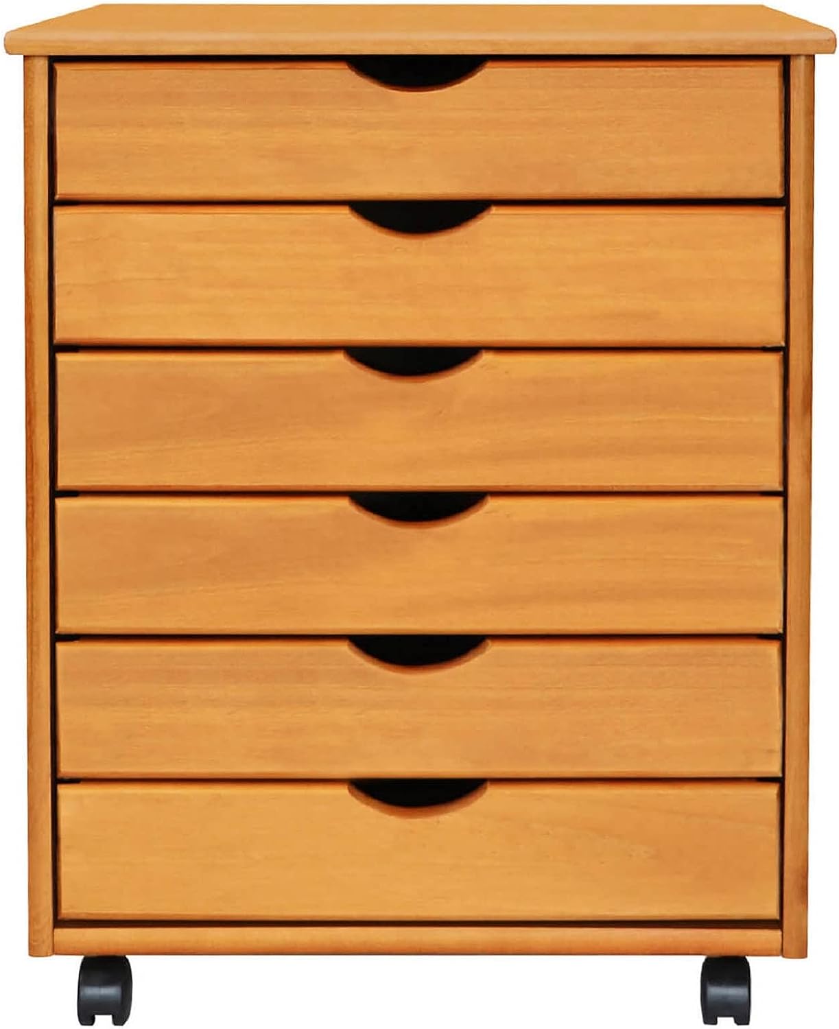 Adeptus Original Roll Cart. Solid Wood. 6 Drawer Extra Wide Drawers Roll Carts. Medium Pine