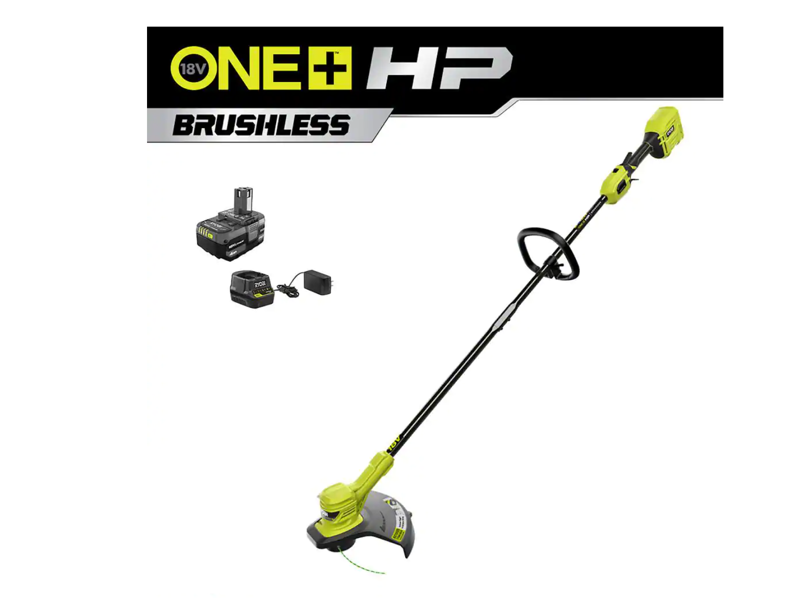 RYOBI P20120VNM ONE+ HP 18V Brushless 13 in. Cordless Battery String Trimmer with 4.0 Ah Battery and Charger