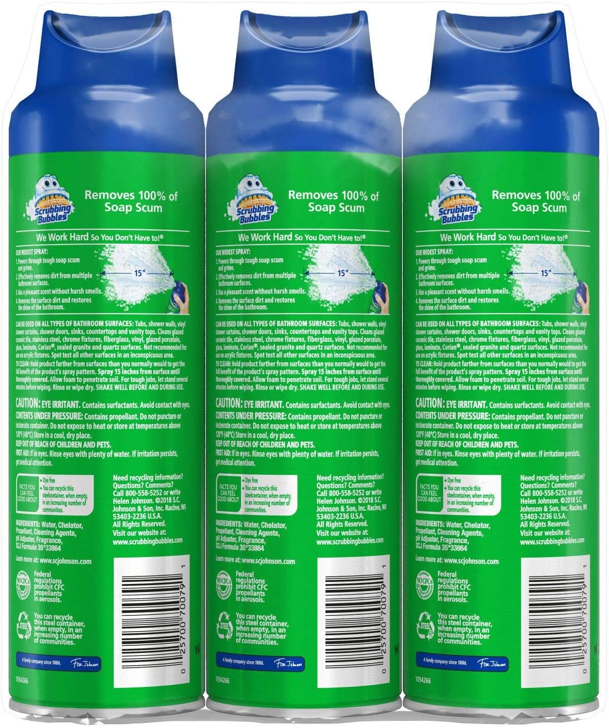 Scrubbing Bubbles Mega Shower Foamer. Ultra Cling Bulk Bathroom Cleaner 20 Oz 3 Pack