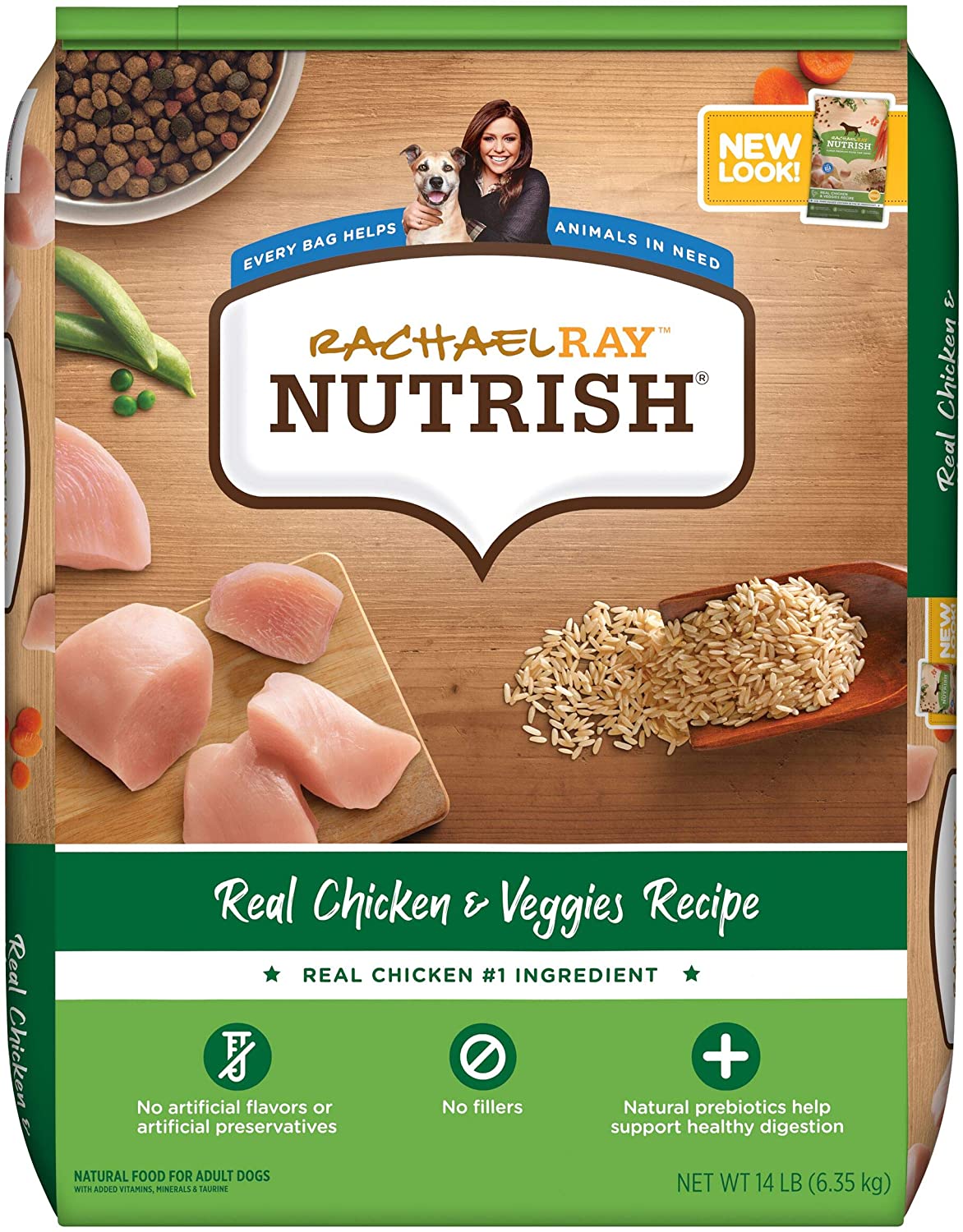 Rachael Ray Nutrish Premium Natural Dry Dog Food. Real Chicken & Veggies Recipe. 14 Pounds (Packaging May Vary)