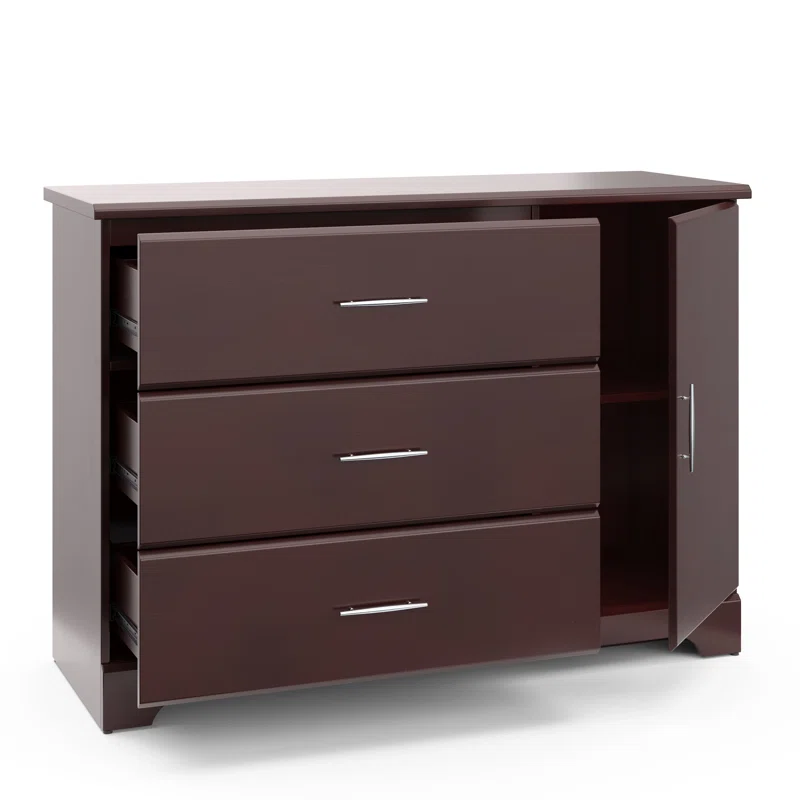 Storkcraft 03663-119 Brookside 3-Drawer Espresso Combo Dresser 33.43 in. H x 47.24 in. W x 16.73 in. D