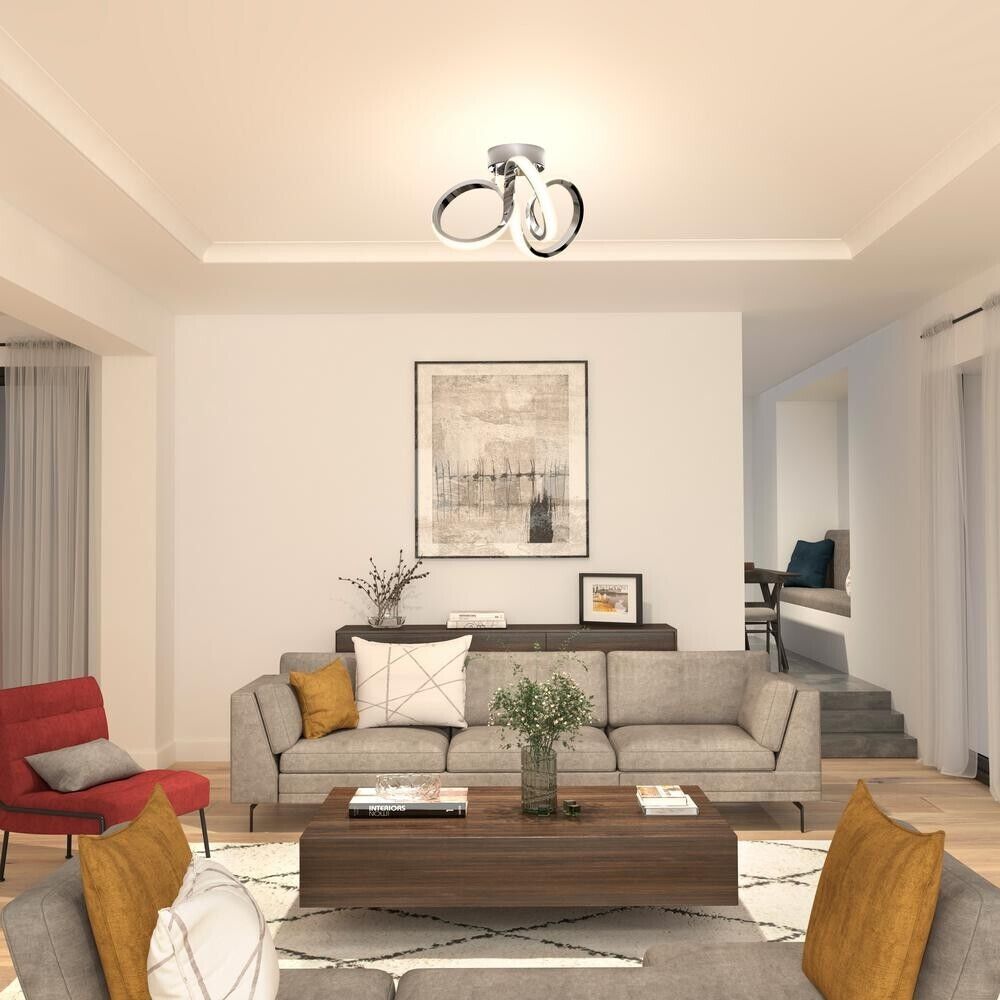 Artika Swirl 13 in. Chrome Modern LED Flush Mount Ceiling Light for Kitchen Dining Room