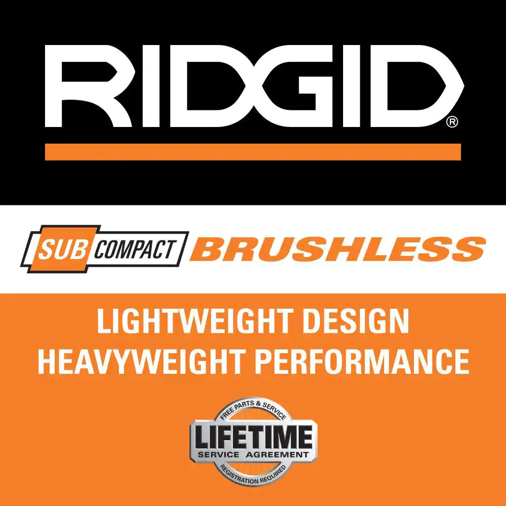 RIDGID R87012K 18V SubCompact Brushless Cordless 1/2 in. Drill/Driver Kit with (2) 2.0 Ah Batteries. Charger. and Tool Bag