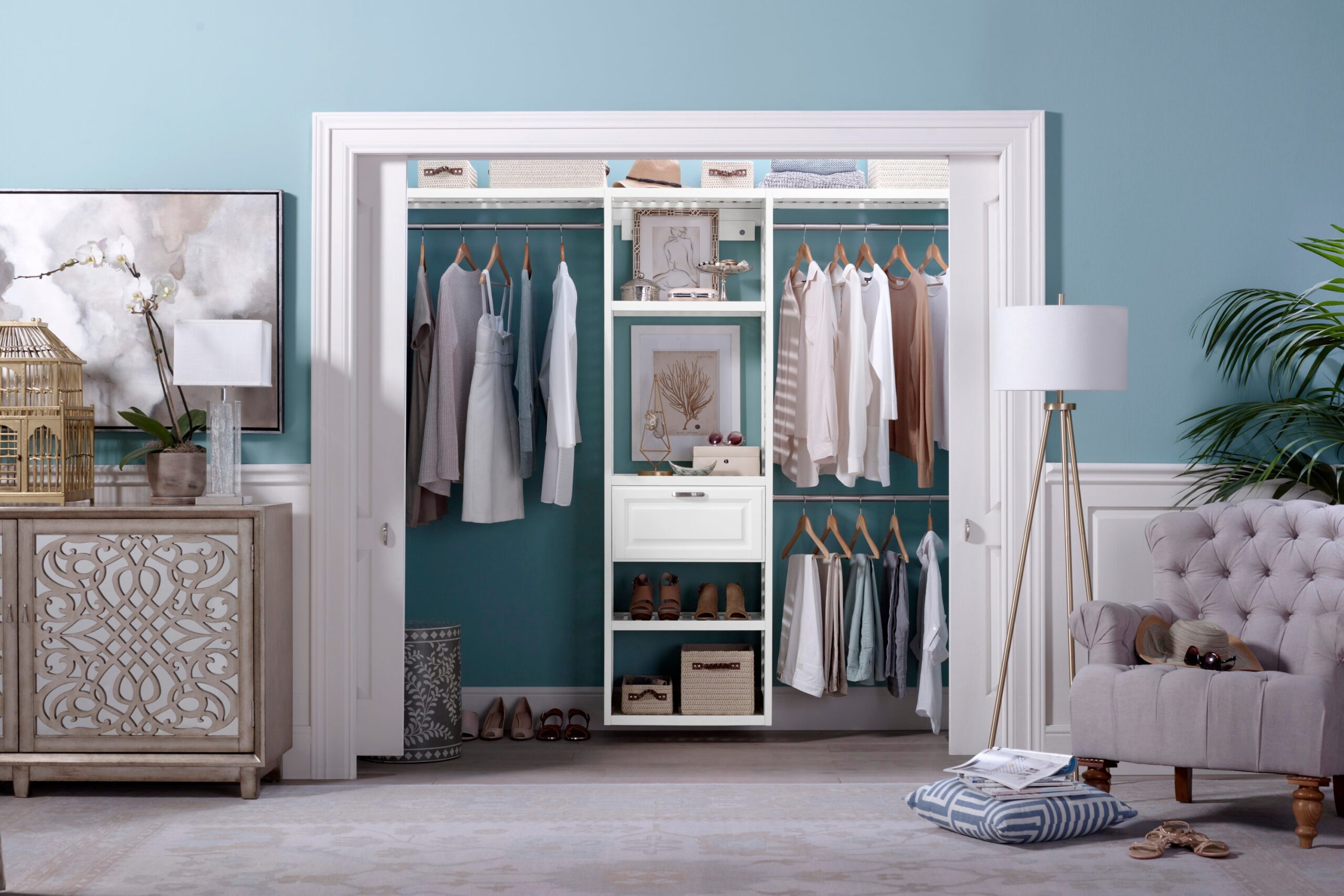 allen + roth Hartford 2-ft to 8-ft W x 8-ft H White Wood Closet System