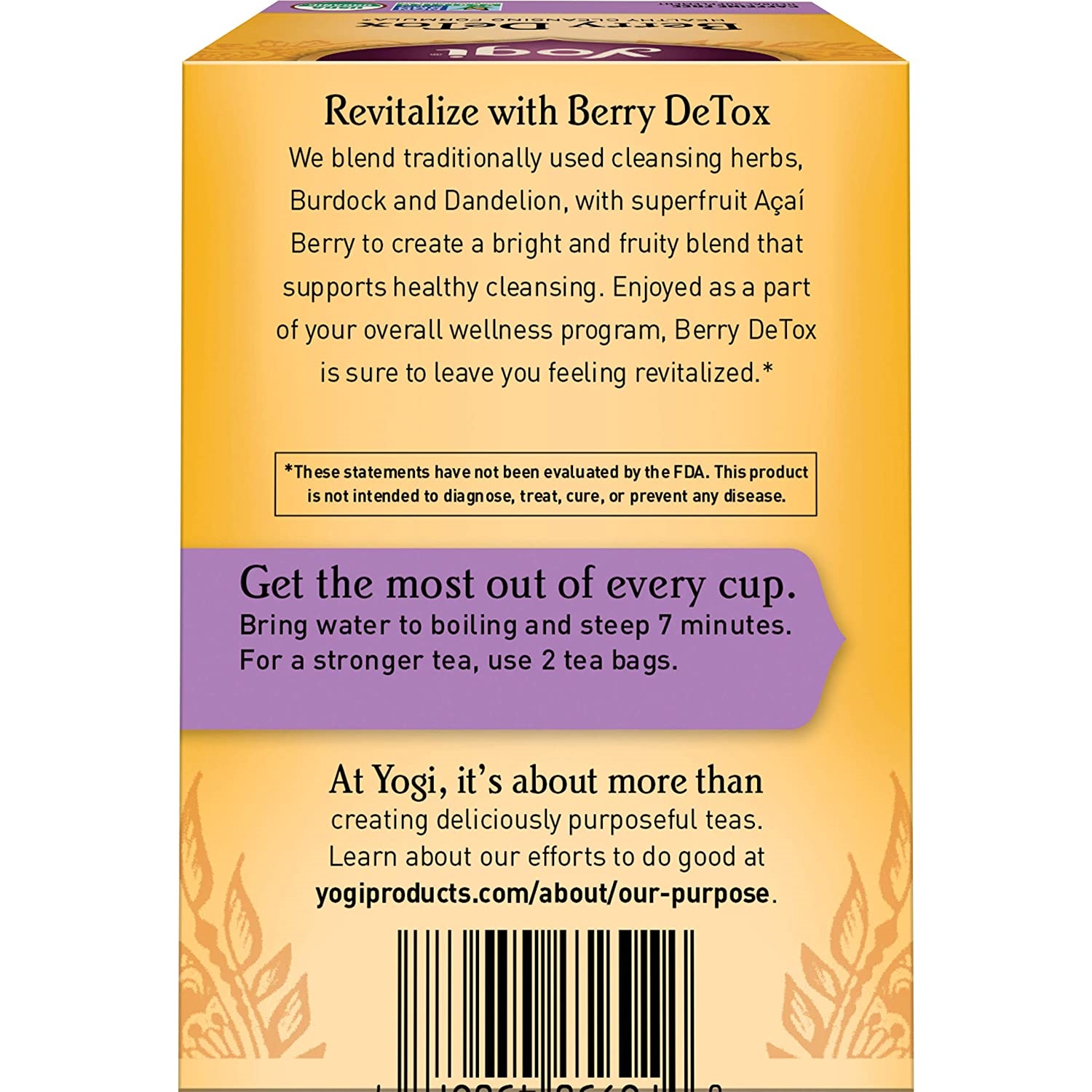 Yogi Tea Berry DeTox. 6 Pack. Healthy Antioxidant Blend. 96 Tea Bags