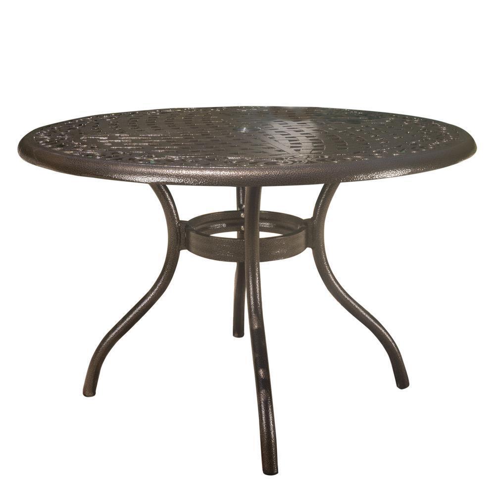 Noble House 2771 Phoenix Hammered Bronze Round Aluminum Outdoor Dining Table