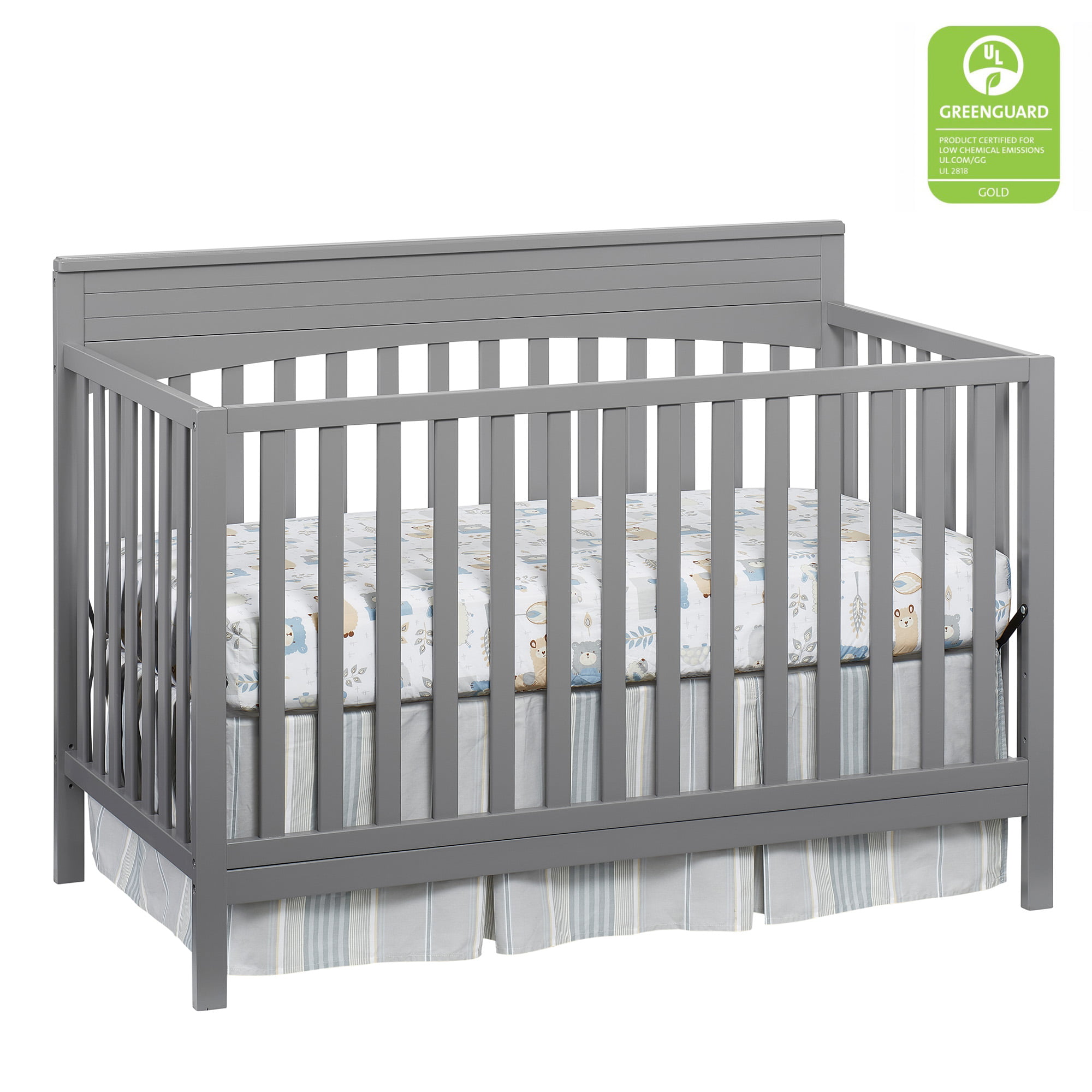 Oxford Baby Harper 4-in-1 Convertible Crib. Dove Gray. GREENGUARD Gold Certified. Wooden Crib